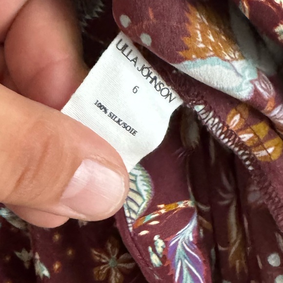 Ulla Johnson Heleen Ruched Silk Long Floral Print Midi Dress - Picture 7 of 9